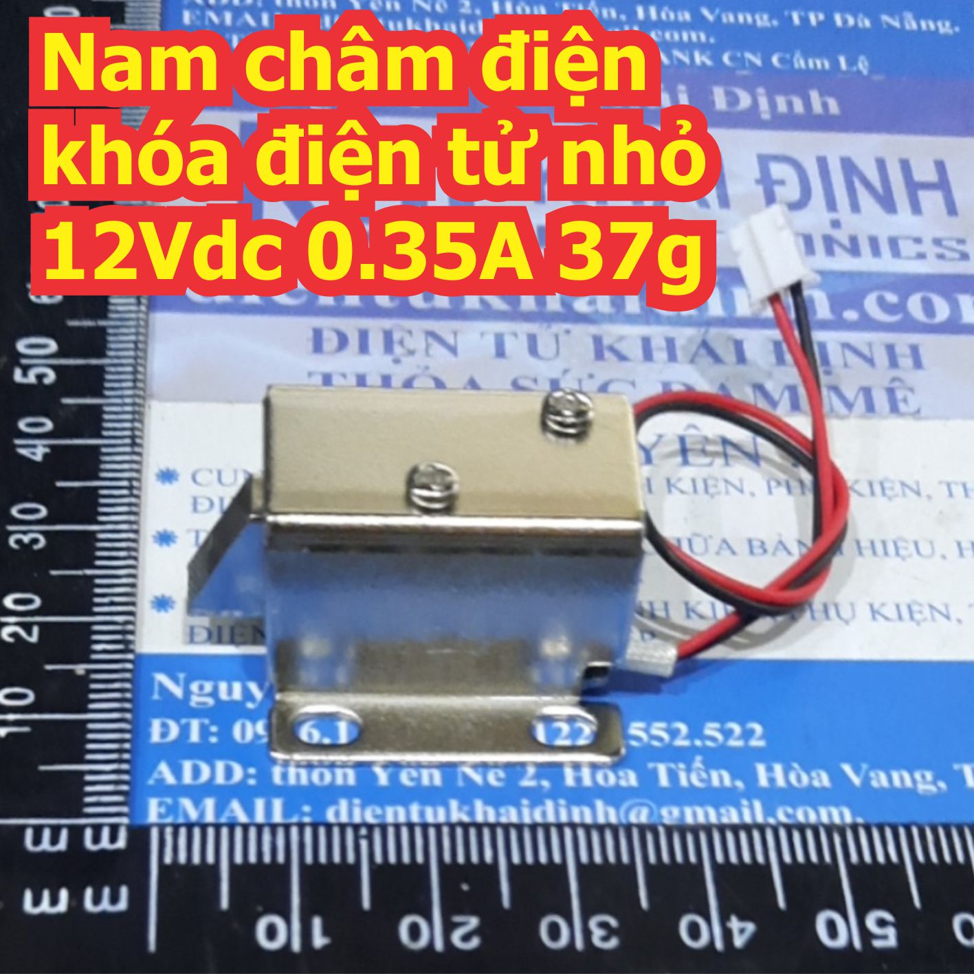 Nam châm điện tự reset chế khóa điện tử vỏ thép chắc chắn loại nhỏ 12Vdc 0.35A 37g kde7500