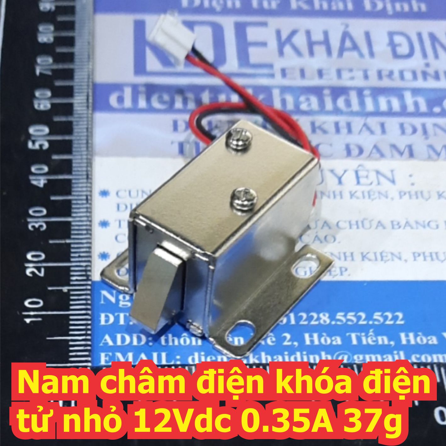 Nam châm điện tự reset chế khóa điện tử vỏ thép chắc chắn loại nhỏ 12Vdc 0.35A 37g kde7500