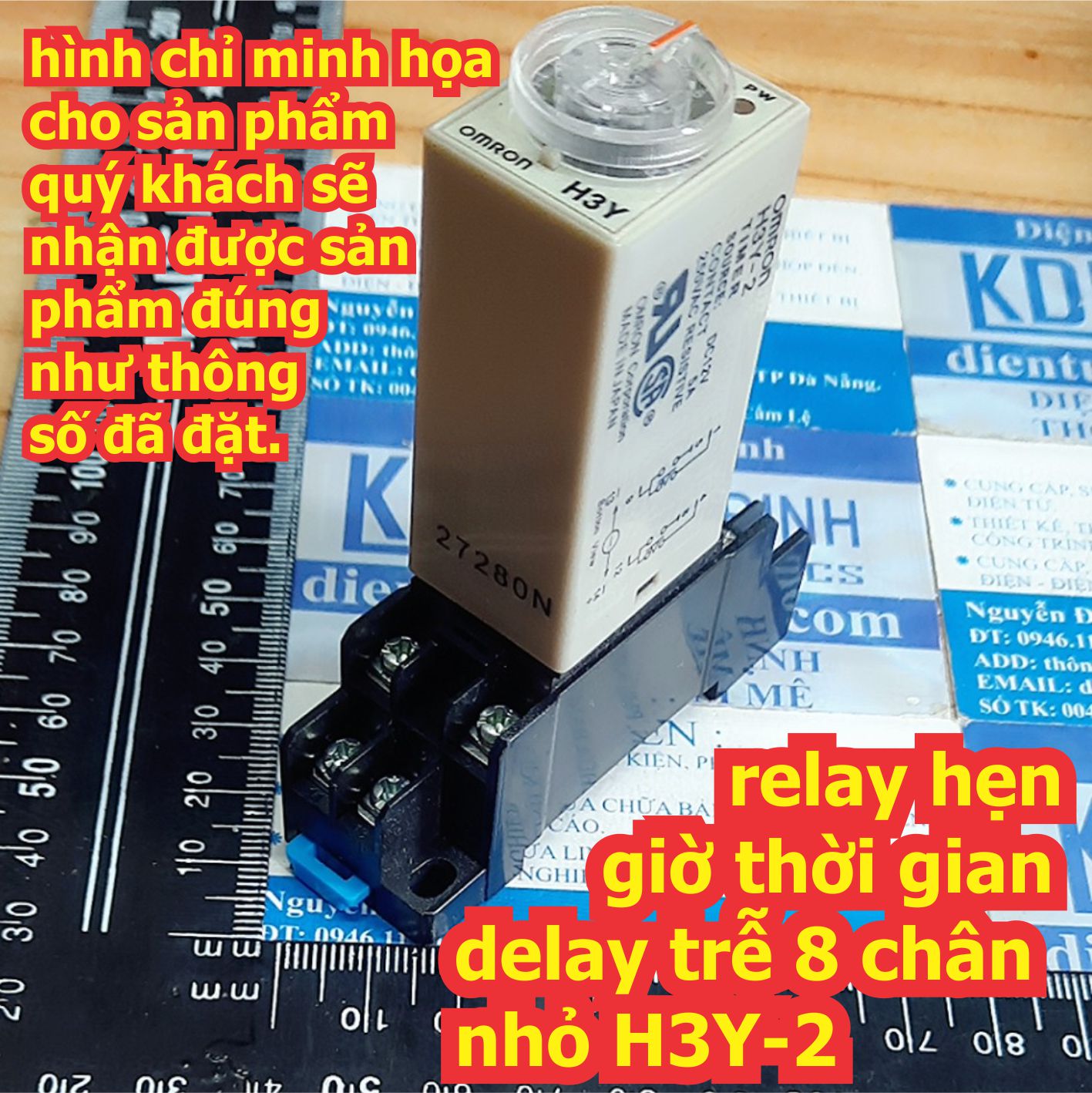 Rơ le relay hẹn giờ thời gian delay trễ 8 chân nhỏ H3Y-2 kèm đế áp 12Vdc / 220Vac 5s ~ 60 phút kde7502