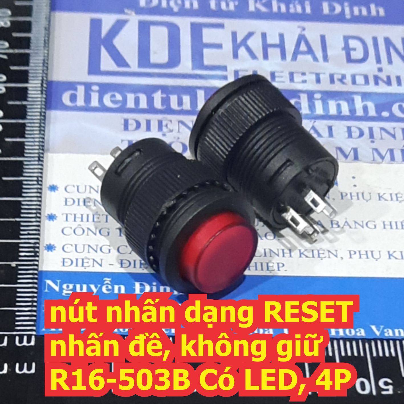nút nhấn dạng RESET nhấn đề, không giữ R16-503B Có LED, 4P 12V 24V 220V có 5 màu kde7614