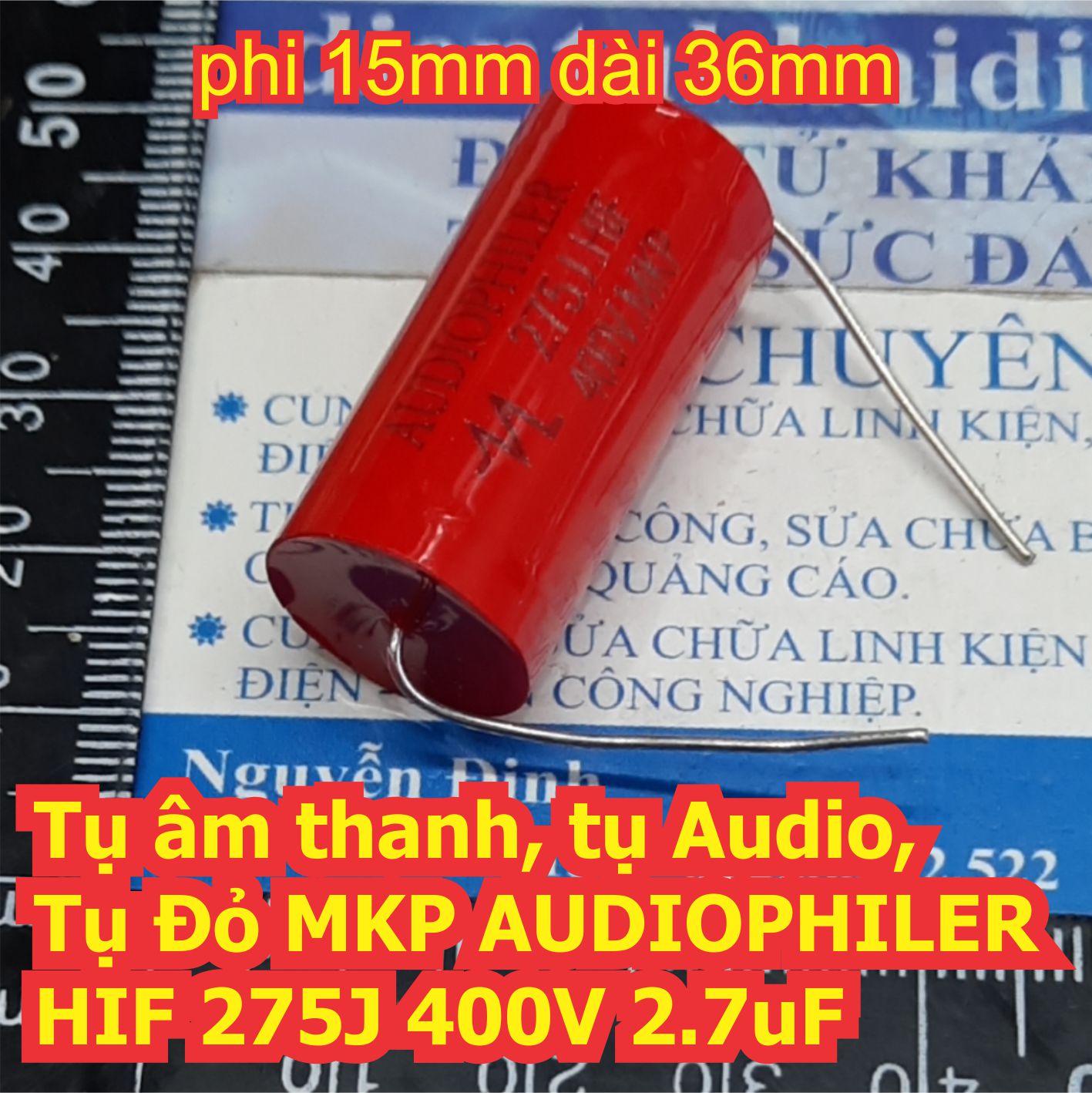 Tụ âm thanh, tụ Audio, Tụ Đỏ MKP AUDIOPHILER HIF 275J 400V 2.7uF kde7648
