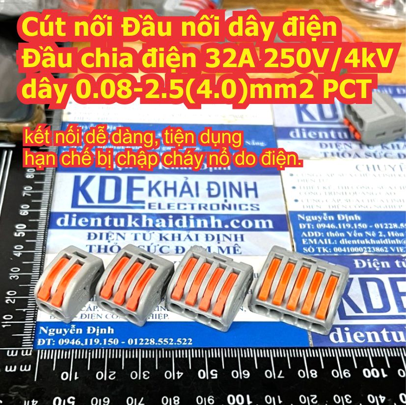 Cút nối Đầu nối chia dây điện 32A 250V/4kV dây 0.08-2.5(4.0)mm2 PCT PCT-212 PCT-213 PCT-214 PCT-215 2P~5P kde7660