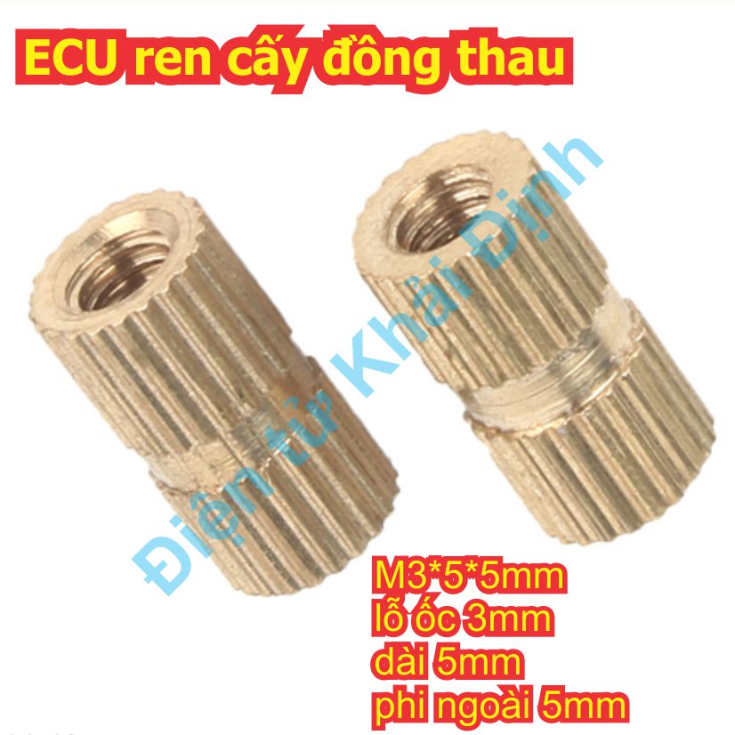 ECU ỐC ren cấy đồng thau cấy vào nhựa, gỗ… M2 ~ M6 kde7666