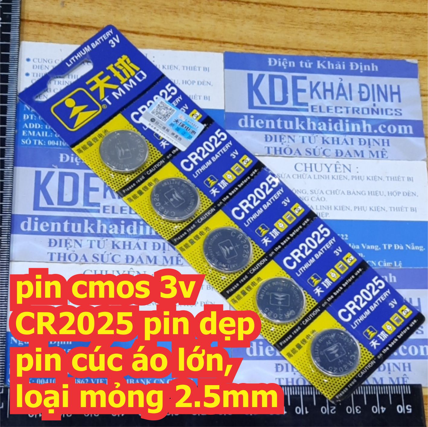 Pin cmos 3v CR2025 pin dẹp, pin cúc áo lớn, loại mỏng 2.5mm kde7683
