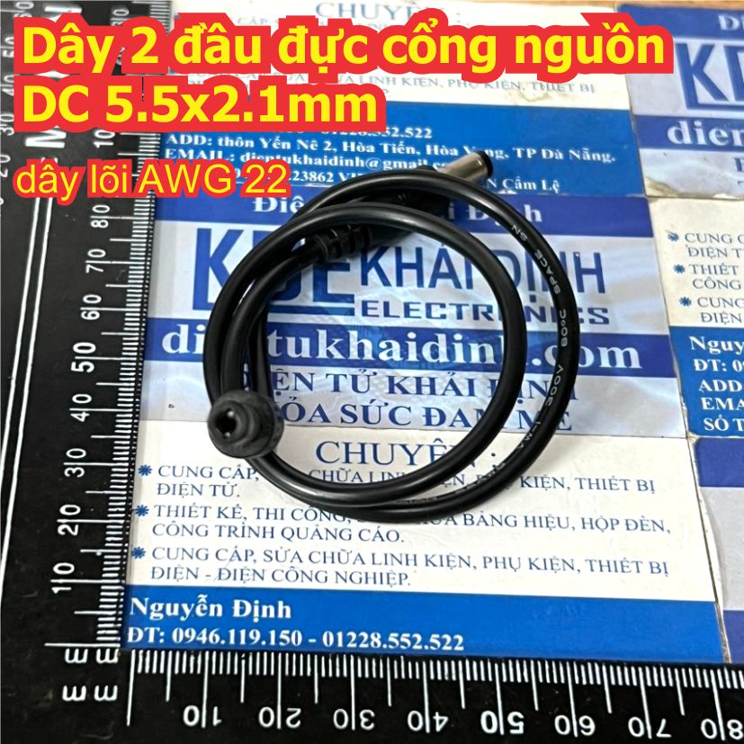 Dây 2 đầu đực cổng nguồn DC tròn 5.5x2.1mm dây dài 0.3m 0.6m 1m 1.5m 2m kde7731