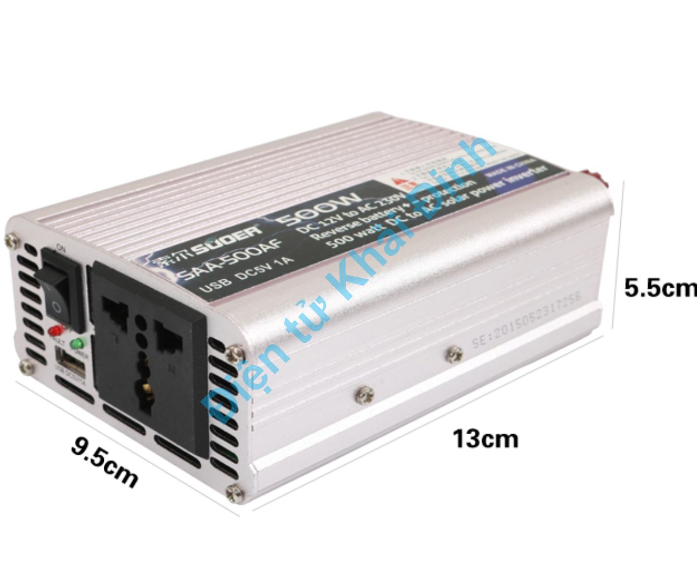 Bộ chuyển đổi Nguồn DC 12V sang 220Vac SUOER SOLAR POWER INVERTER 500W kde7750