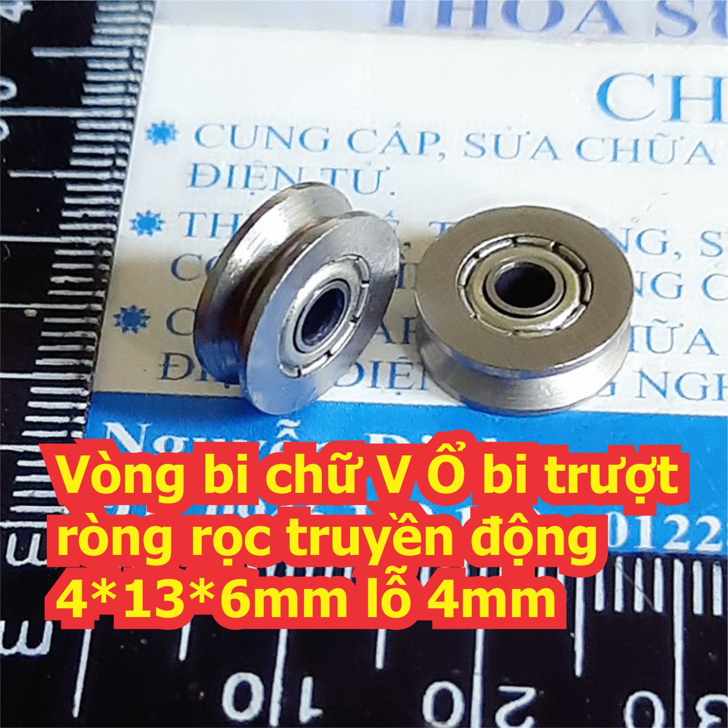 Vòng bi chữ V Ổ bi trượt ròng rọc truyền động 4*13*6mm lỗ 4mm kde7809