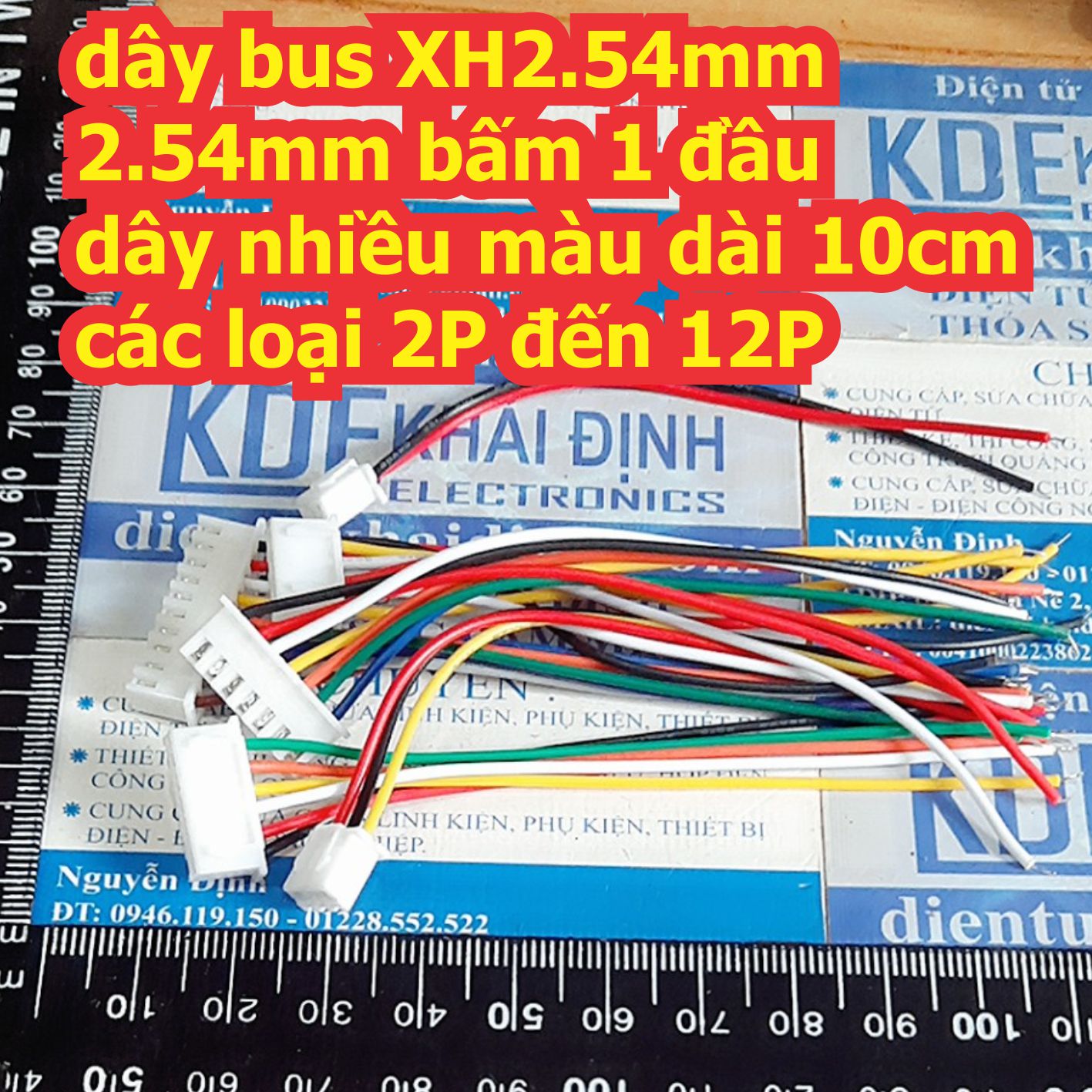 dây bus XH2.54mm XH2.54 2.54mm bấm 1 đầu dây nhiều màu dài 10cm 2P ~ 12P kde7829