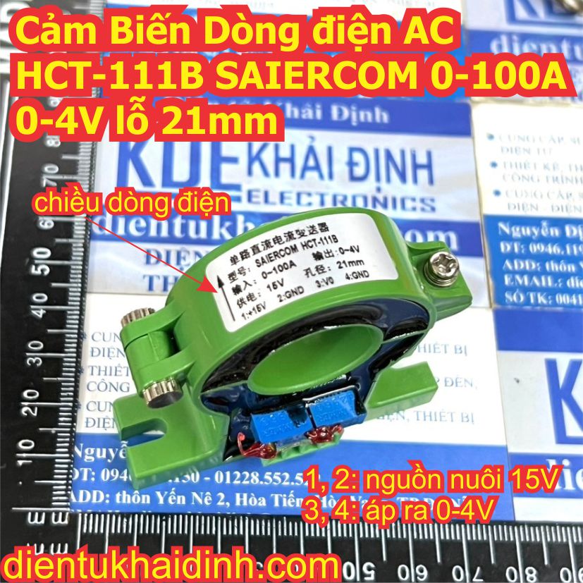 Cảm Biến Dòng điện AC SAIERCOM HCT-111B 0-100A 0-4V lỗ 21mm kde7837