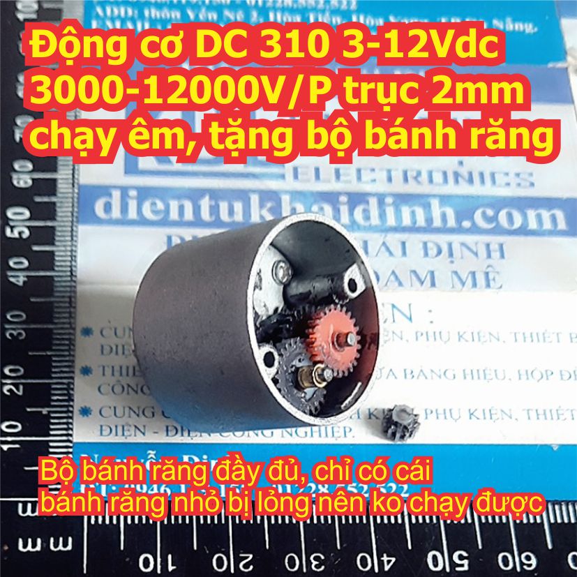 Động cơ DC 310 3-12Vdc 3000-12000V/P trục 2mm chạy êm, tặng bộ bánh răng kde7918