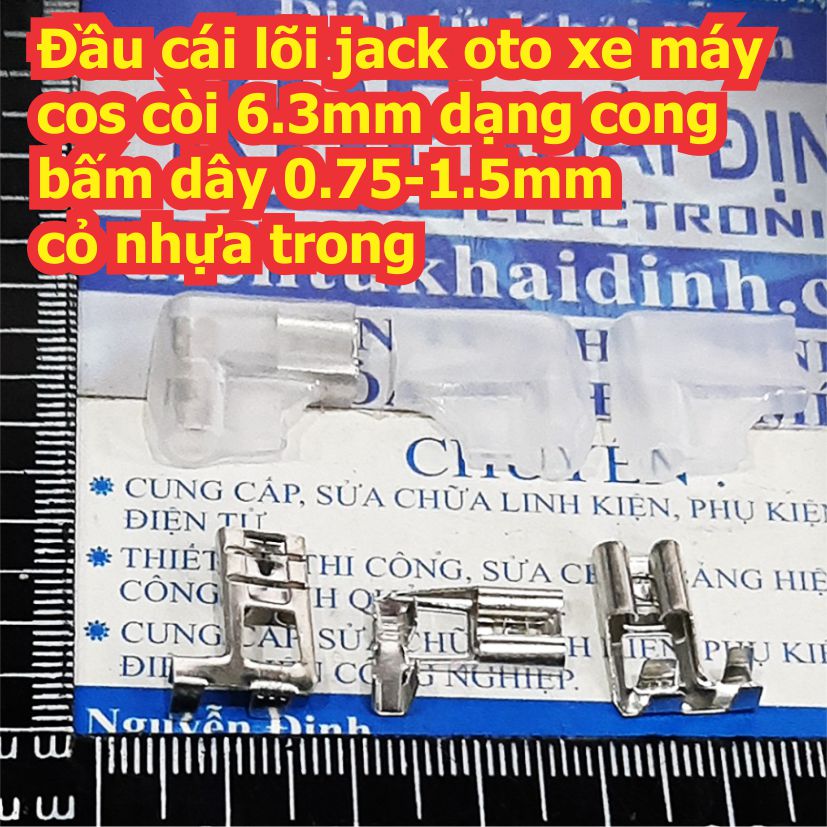 Đầu cái lõi header jack oto xe máy cos còi 6.3mm dạng cong bấm dây 0.75-1.5mm vỏ nhựa trong kde7920
