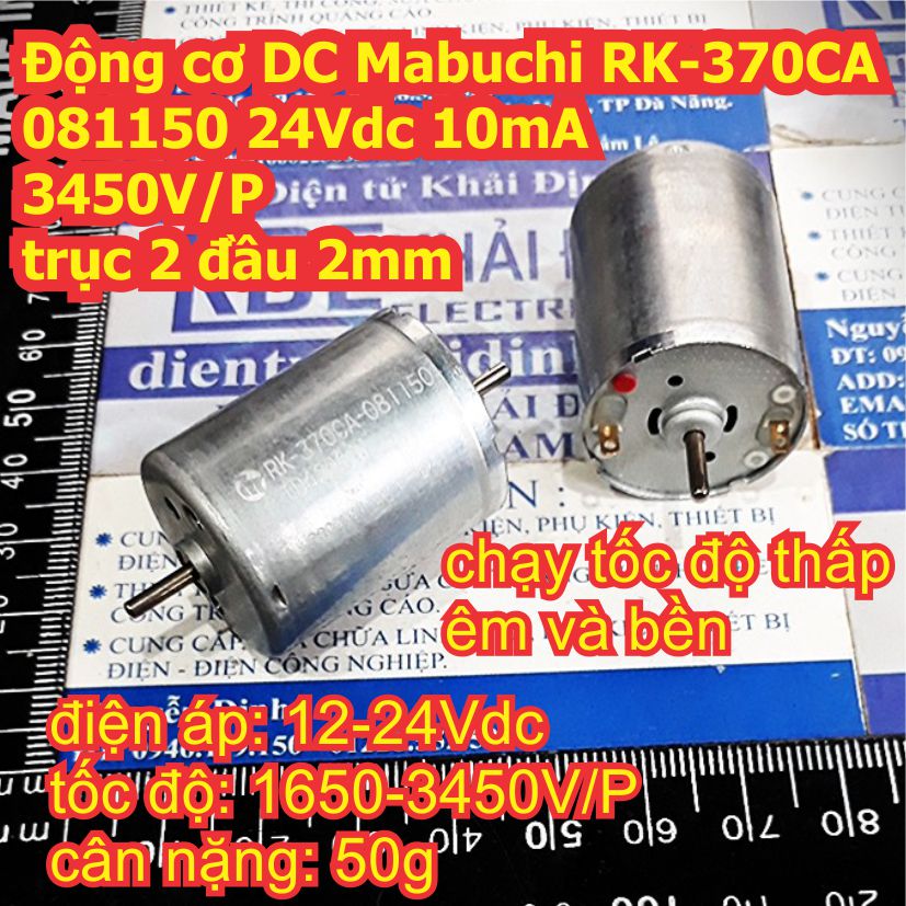 Động cơ DC Mabuchi RK-370CA-081150 24Vdc 10mA 3450V/P trục 2 đầu 2mm kde7922
