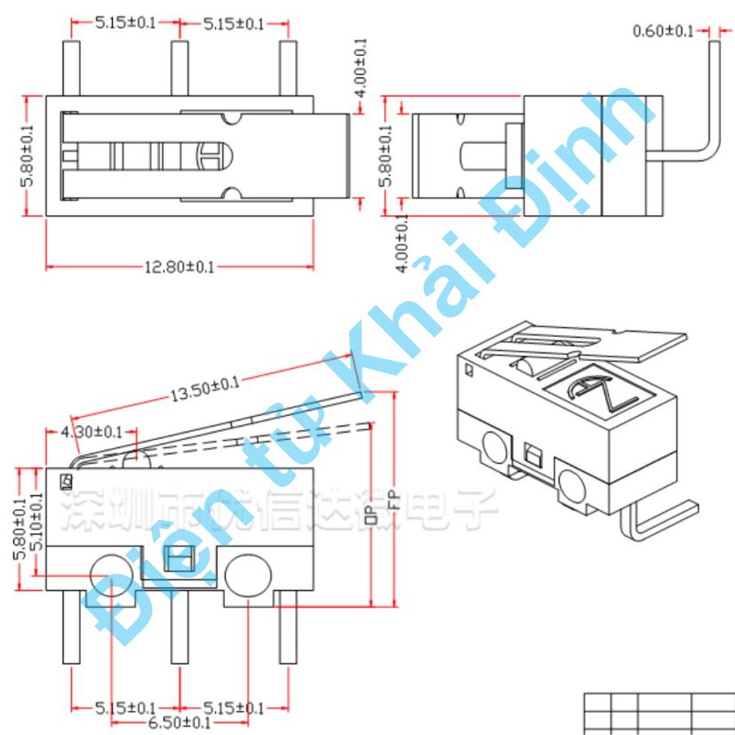 Công tắc hành trình chuột vi tính chân cong JL007 1A 125Vac kde7961