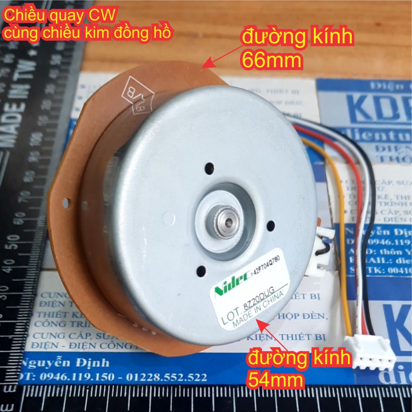 Động cơ không chổi than Nidec 12 - 24Vdc 6500V/P 42F704Q780 trục 6mm vát chạy êm mạnh kde7975