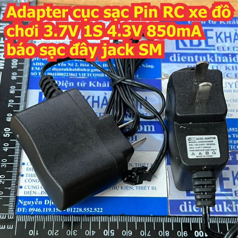 Adapter cục sạc Pin RC xe đồ chơi 3.7V 1S 4.3V 500mA / 850mA báo sạc đầy jack JST / jack SM kde7977