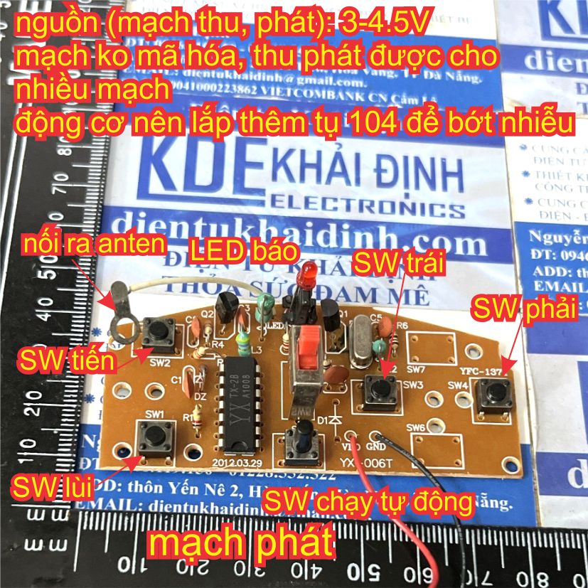 Bộ module  mạch thu và phát sóng RF xe đồ chơi kiểu xe tăng 27Mhz kết nối dễ dàng kde7978