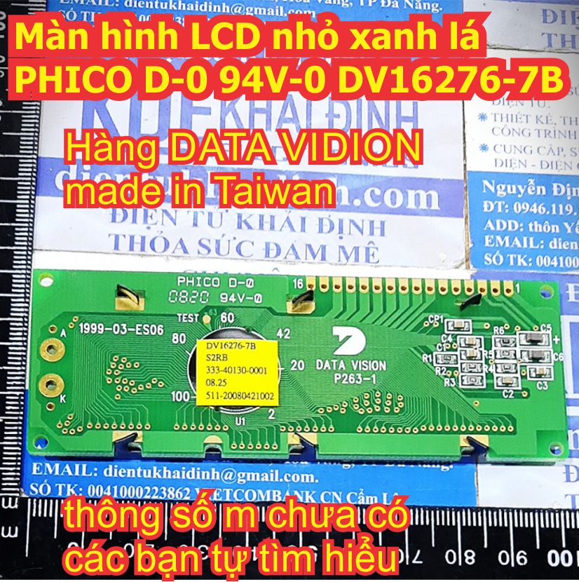 Màn hình LCD nhỏ xanh lá PHICO D-0 94V-0 DV16276-7B kde7979
