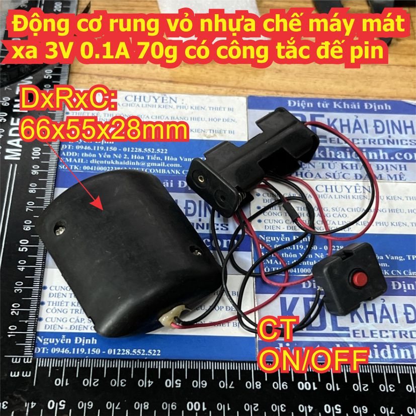 Động cơ rung vỏ nhựa chế máy mát xa 3V 0.1A / 0.4A 70g có công tắc đế pin kde7983