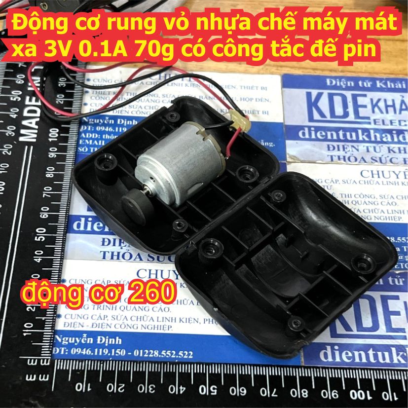 Động cơ rung vỏ nhựa chế máy mát xa 3V 0.1A / 0.4A 70g có công tắc đế pin kde7983