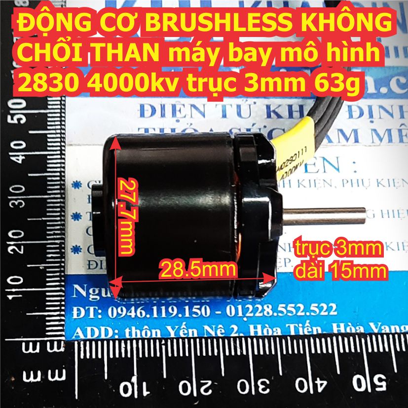 ĐỘNG CƠ BRUSHLESS KHÔNG CHỔI THAN máy bay mô hình 2830 4000kv trục 3mm 63g kde8075