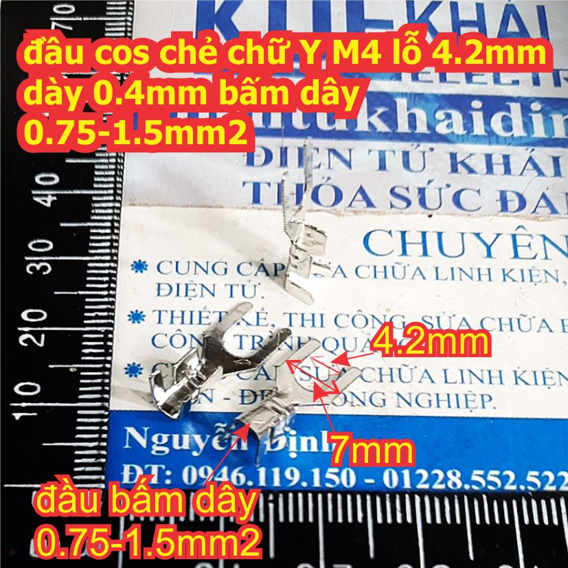 cos chẻ chữ Y loại trần M3 M4 M5 lỗ 3.2mm ~ 5.2mm dày 0.3mm~0.5mm bấm dây 0.5-1.5mm2 kde8082