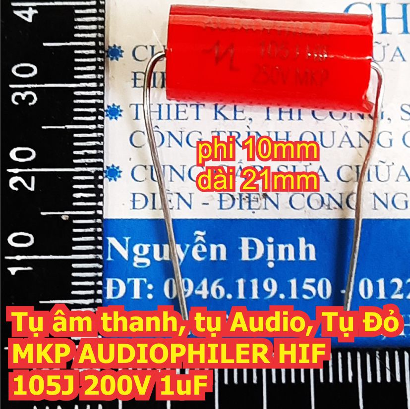 Tụ âm thanh, tụ Audio, Tụ Đỏ MKP AUDIOPHILER HIF 105J 250V 1uF kde8106