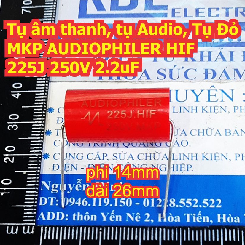 Tụ âm thanh, tụ Audio, Tụ Đỏ MKP AUDIOPHILER HIF 225J 250V 2.2uF kde8108