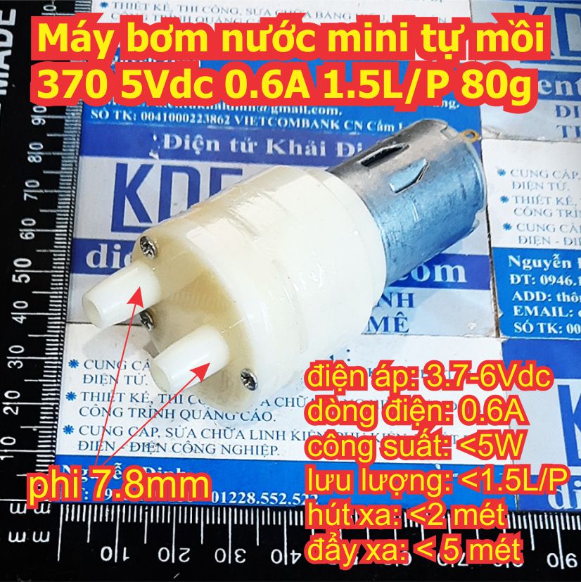 Máy bơm nước mini tự mồi 370 5Vdc 0.6A 1.5L/P 80g kde8124