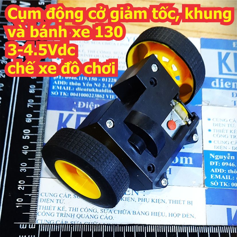 Cụm động cở giảm tốc, khung và bánh xe 130 3-4.5Vdc chế xe đồ chơi kde8125