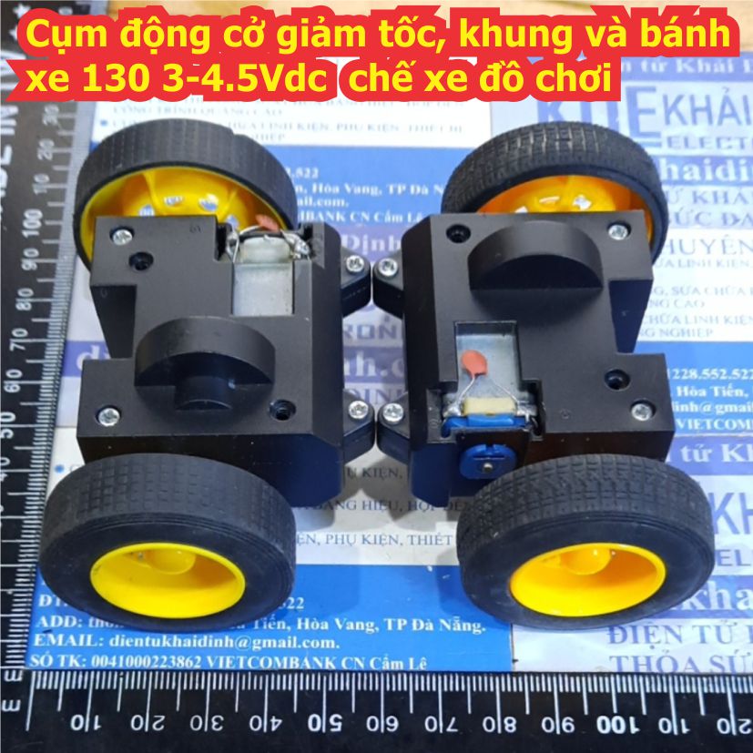 Cụm động cở giảm tốc, khung và bánh xe 130 3-4.5Vdc chế xe đồ chơi kde8125