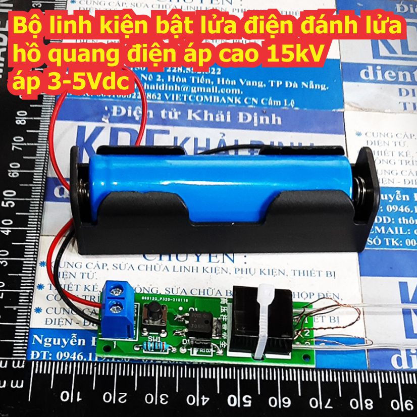 Bộ linh kiện bật lửa điện đánh lửa hồ quang tăng áp kích điện 15kV áp 3-5Vdc kde8149