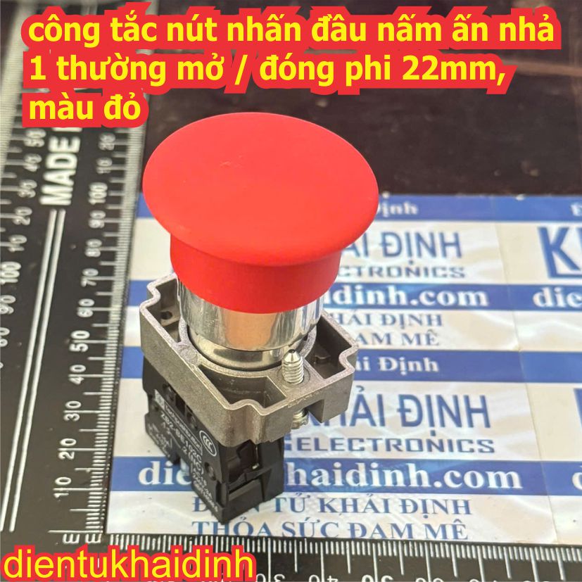 Công tắc nút nhấn đầu nấm ấn nhả 1 thường mở, đóng phi 22mm, màu đỏ, xanh lá XB2-BC31 BC41 BC32 BC42 kde8158