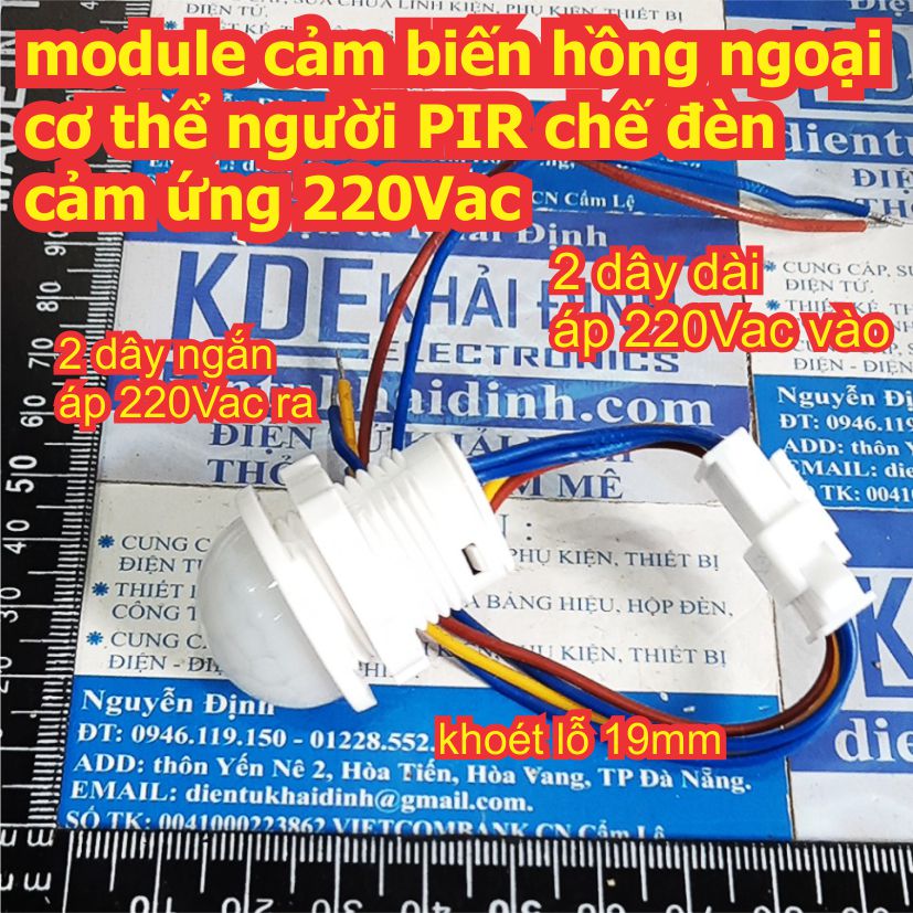 module cảm biến hồng ngoại cơ thể người PIR chế đèn cảm ứng 220Vac kde8171