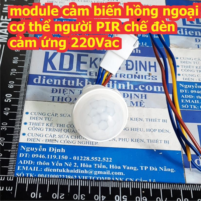 module cảm biến hồng ngoại cơ thể người PIR chế đèn cảm ứng 220Vac kde8171