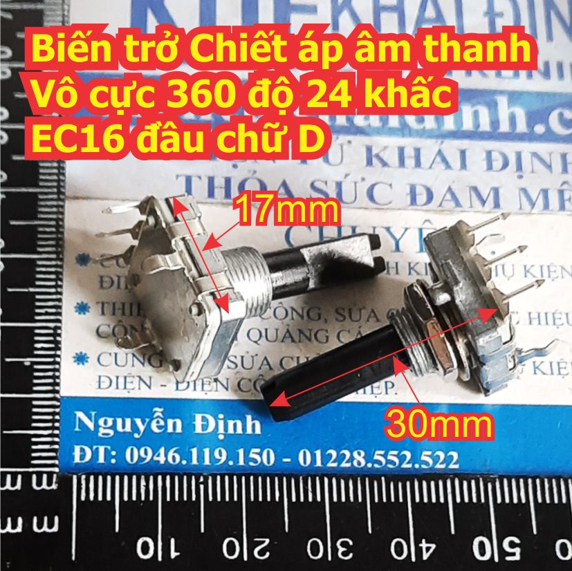 Biến trở Chiết áp âm thanh vô cực 360 độ 24 bit volume vô cấp EC16 đầu chữ D kde8198