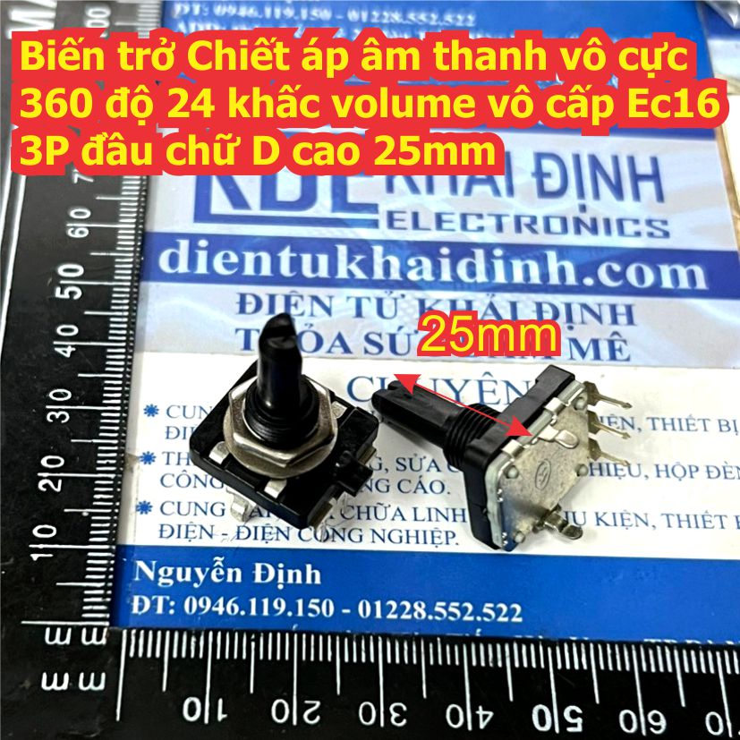 Biến trở Chiết áp âm thanh vô cực 360 độ 24 bit volume vô cấp EC16 đầu chữ D kde8198