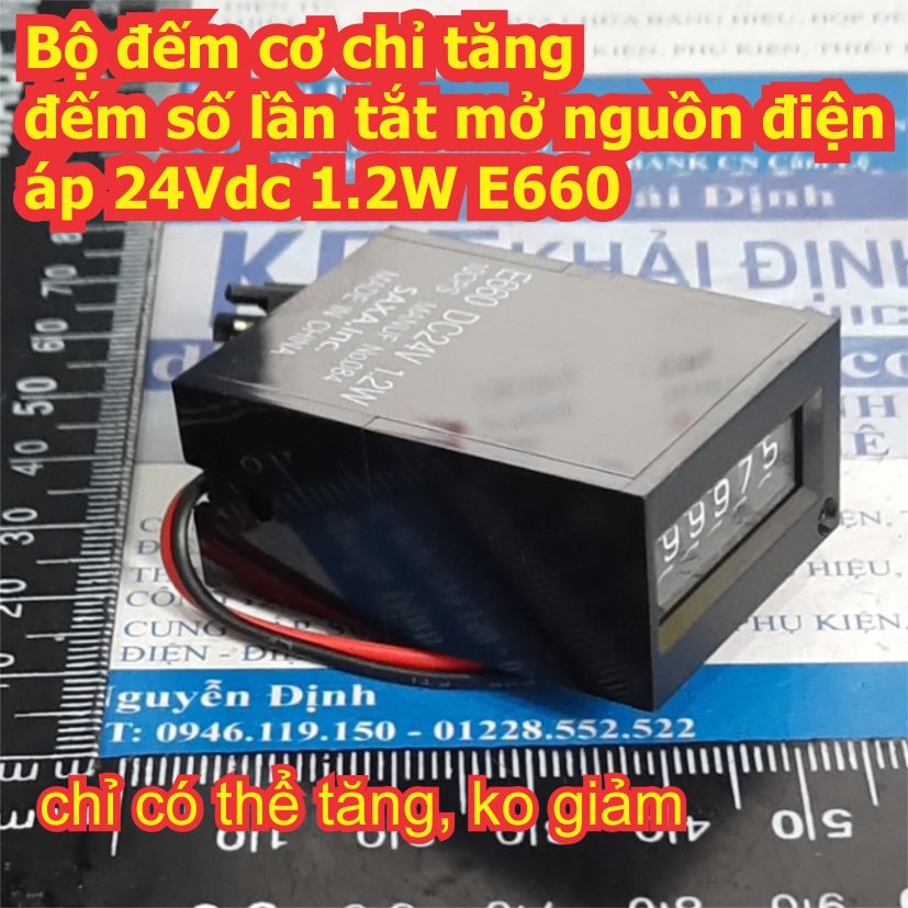 Bộ đếm cơ chỉ tăng số lần tắt mở nguồn điện áp 24Vdc 1.2W E660 kde8199