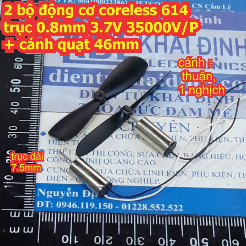 động cơ coreless 614 trục 0.8mm 3.7V 35000V/P + cánh quạt 46mm kde8204
