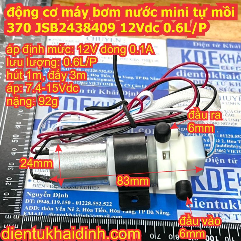 động cơ máy bơm nước mini tự mồi 370 JSB2438409 12Vdc 0.6L/P kde8300