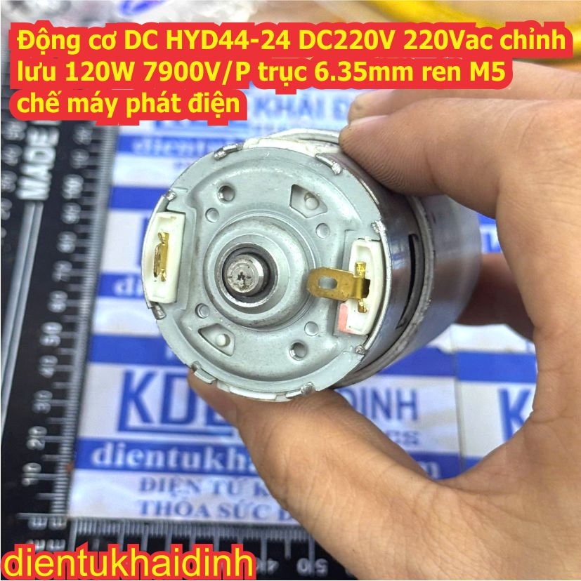 Động cơ DC HYD44-24 DC220V 220Vac chỉnh lưu 120W 7900V/P trục 6.35mm ren M5 chế máy phát điện kde8303