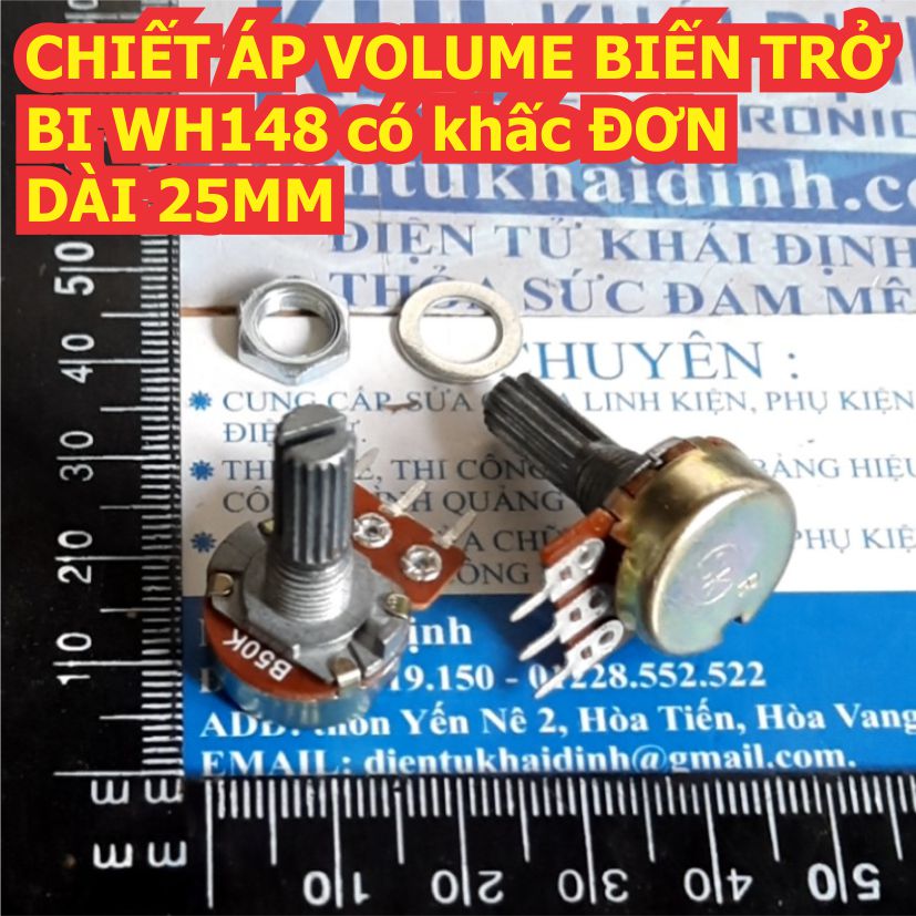 CHIẾT ÁP VOLUME BIẾN TRỞ BI WH148 có khấc ĐƠN DÀI 20MM 50K kde8328