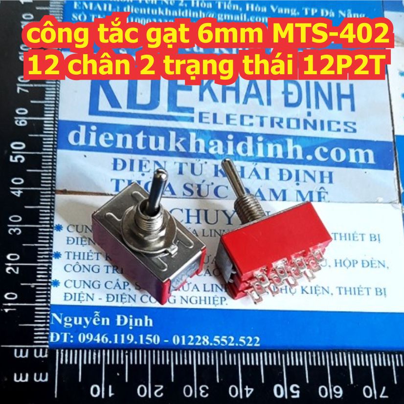 công tắc gạt 6mm MTS-402 12 chân 2 trạng thái 12P2T lỗ 6mm kde8330