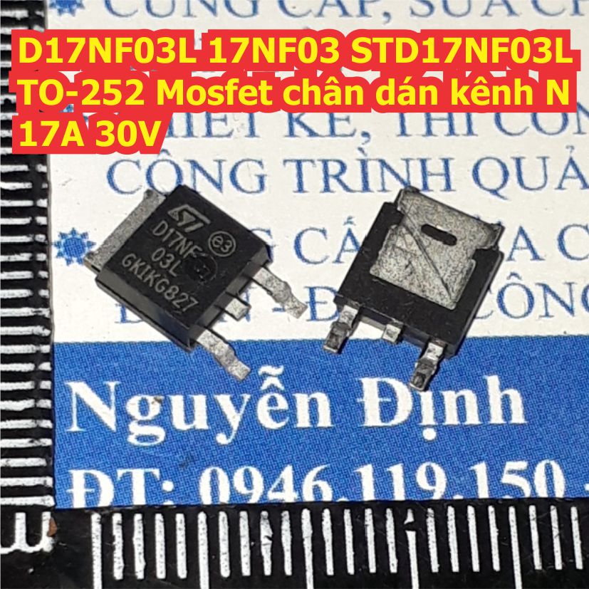 D17NF03L 17NF03 STD17NF03L TO-252 Mosfet chân dán kênh N 17A 30V kde8359