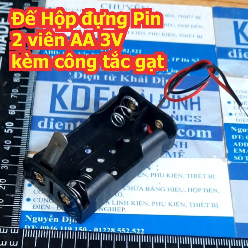 Đế Hộp đựng Pin 2 viên AA 3V kèm công tắc gạt kde8411