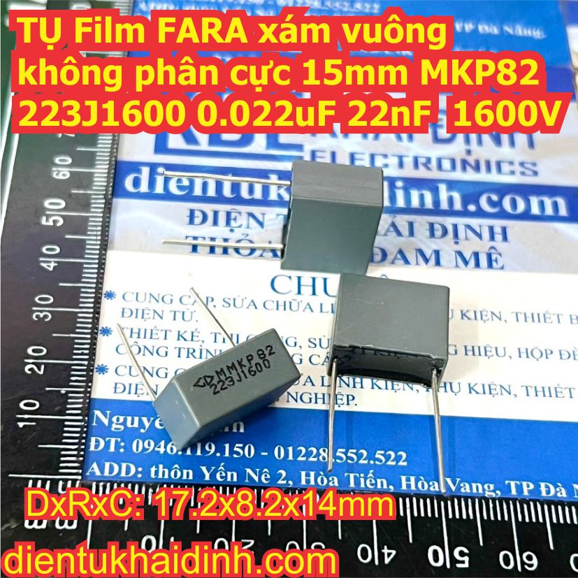 TỤ Film FARA vuông xám MKP82 MKP21 223J1600 22nF 1600V /MKP62 335K305 3.3uF 335 335K 305V kde8434