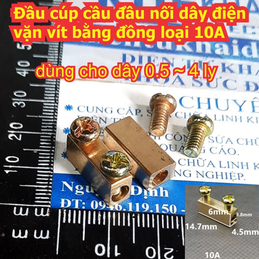 Đầu cúp cầu đầu nối dây điện vặn vít bằng đồng loại 10A 20A 60A 80A đủ cỡ kde8460