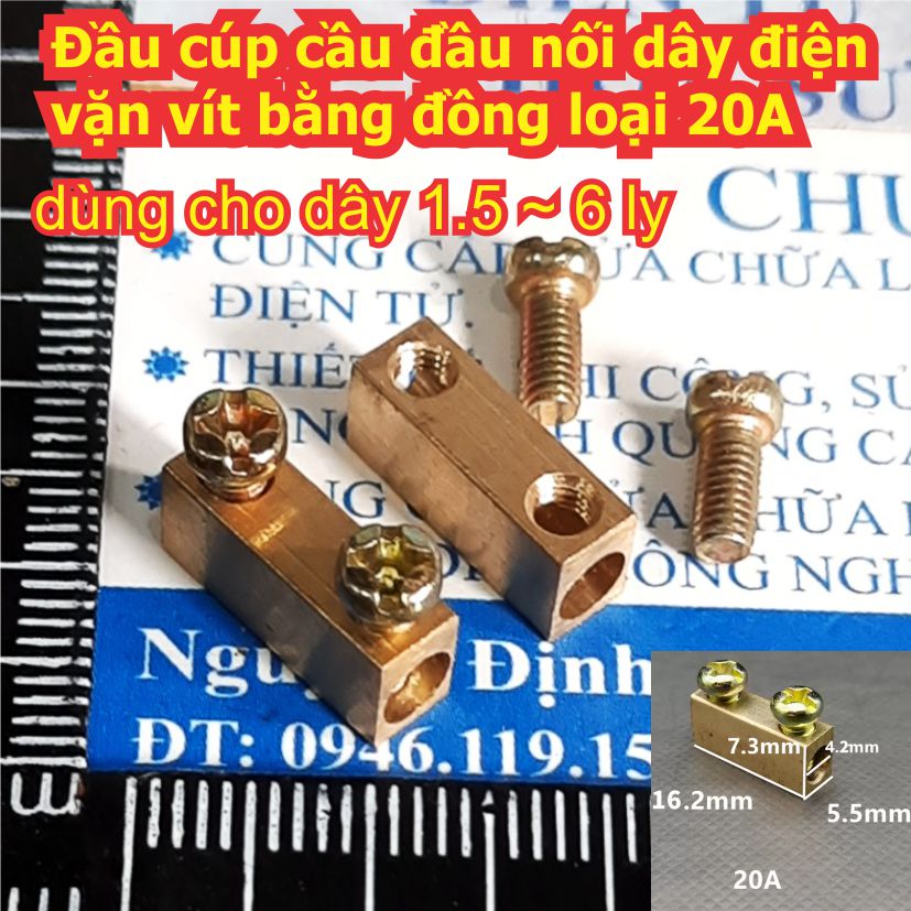 Đầu cúp cầu đầu nối dây điện vặn vít bằng đồng loại 10A 20A 60A 80A đủ cỡ kde8460