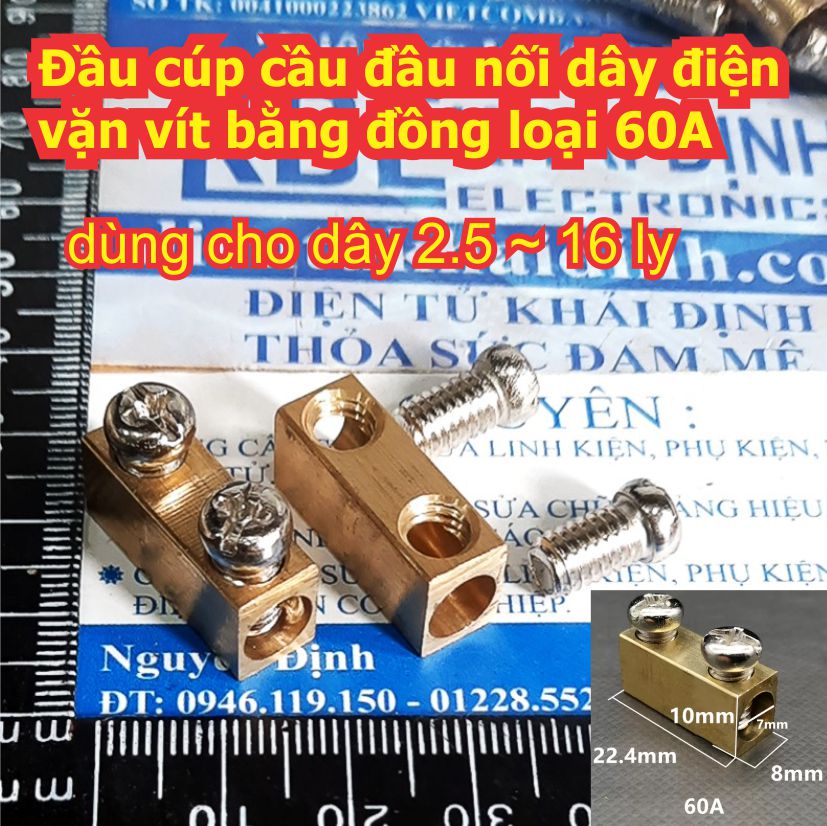 Đầu cúp cầu đầu nối dây điện vặn vít bằng đồng loại 10A 20A 60A 80A đủ cỡ kde8460