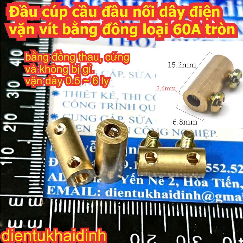 Đầu cúp cầu đầu nối dây điện vặn vít bằng đồng loại 10A 20A 60A 80A đủ cỡ kde8460