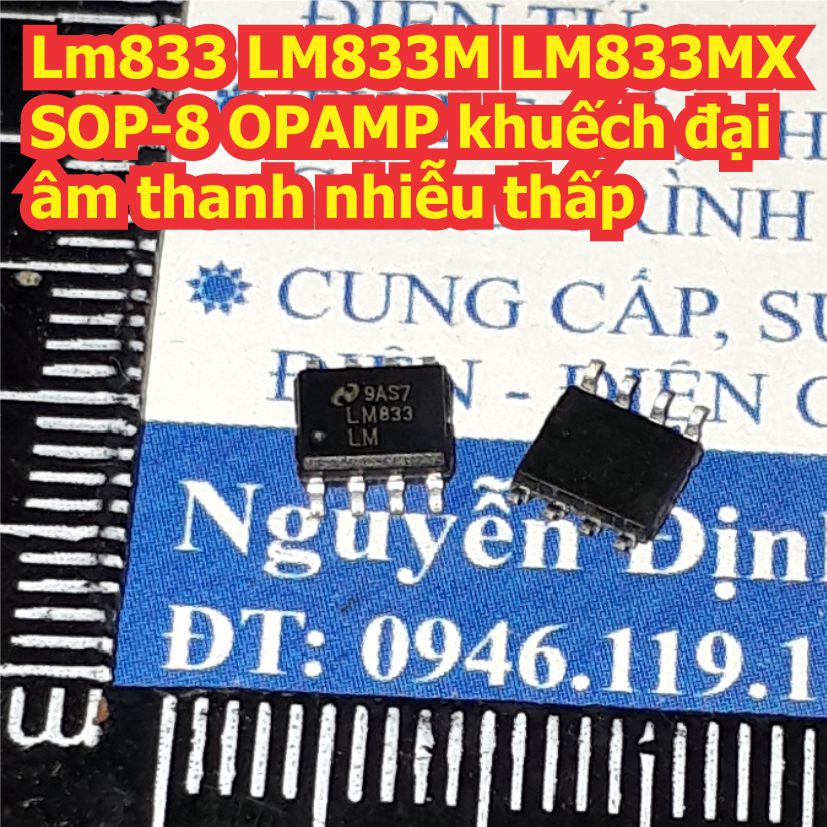 LM833 LM833M LM833MX SOP-8 OPAMP khuếch đại âm thanh nhiễu thấp kde8475